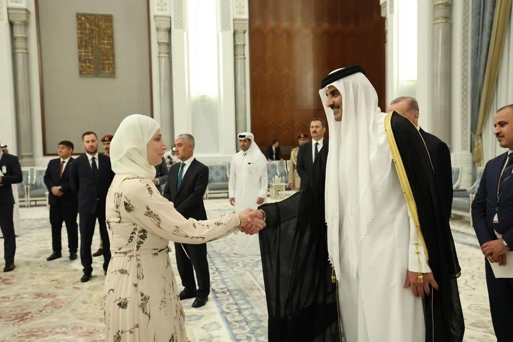 Majd Chourbaji with Qatar's president
